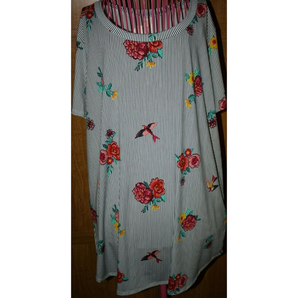 WOMENS NAVY & RED FLORAL TEE PLUS SZ 3X EVELIE NEW W TAGS LADIES STRIPE BLOUSE